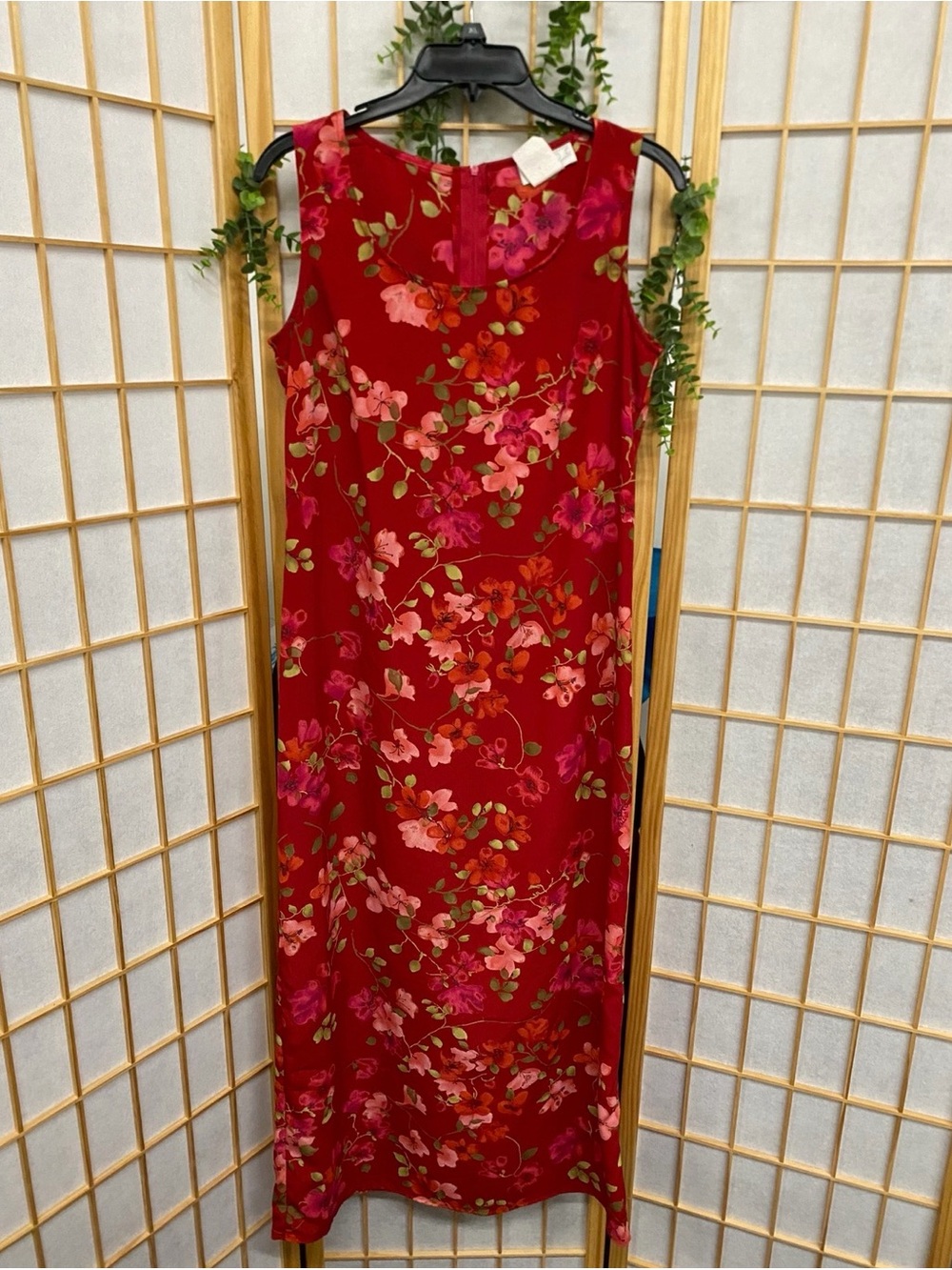 Red Floral Sleeveless Maxi Dress - Elegant Women's Dress